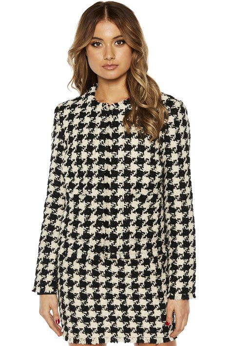 stylish houndstooth jacket.